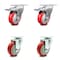 Service Caster 4 Inch Red Polyurethane Wheel Swivel Top Plate Caster Total Lock Brakes, 2PK SCC-TTL20S414-PPUB-RED-2-S-2 - alternate 1